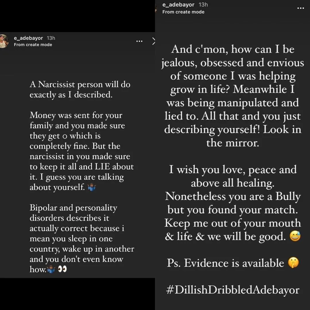 Former Arsenal Player, Emmanuel Adebayor Accuses Dillish Mathews Of Cheating Following Their Break Up In 2019