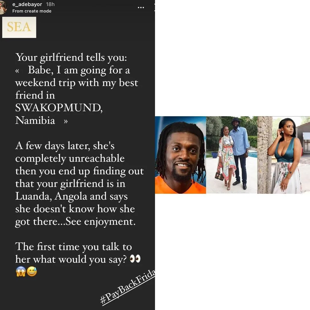 Former Arsenal Player, Emmanuel Adebayor Accuses Dillish Mathews Of Cheating Following Their Break Up In 2019
