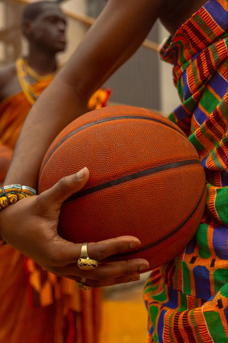 Visual artist, Josef Adamu eulogizes Ghanaian kente in his JUMP BALL series