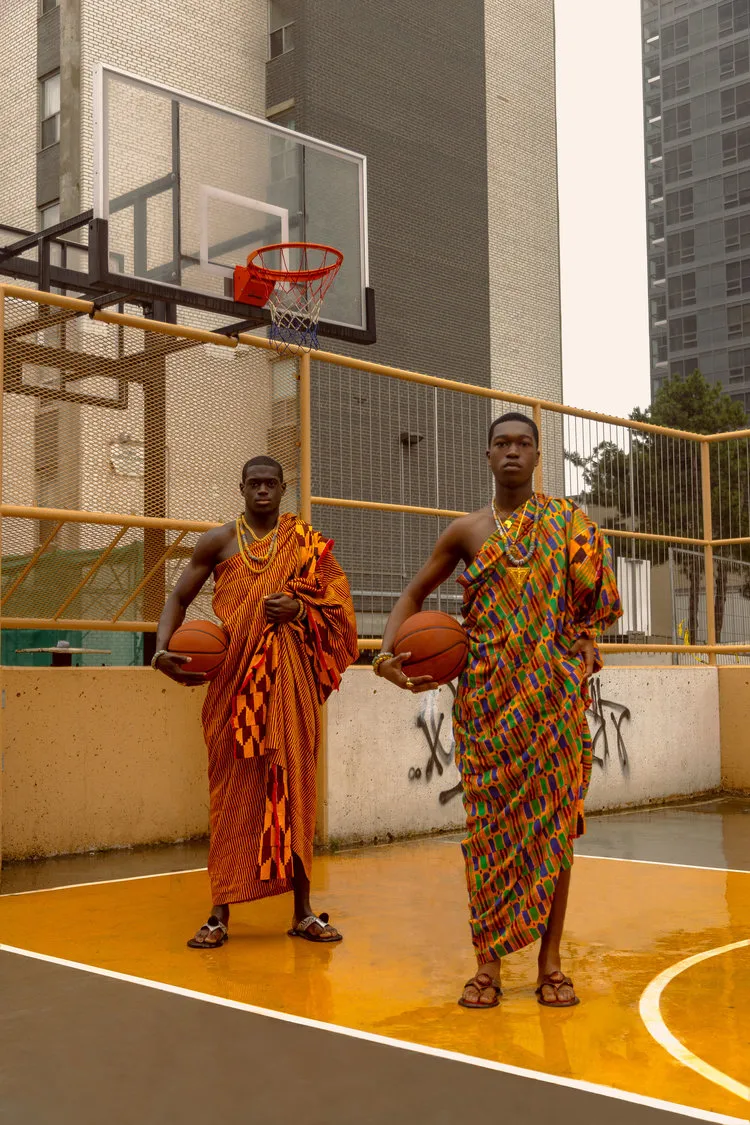 Visual artist, Josef Adamu eulogizes Ghanaian kente in his JUMP BALL series