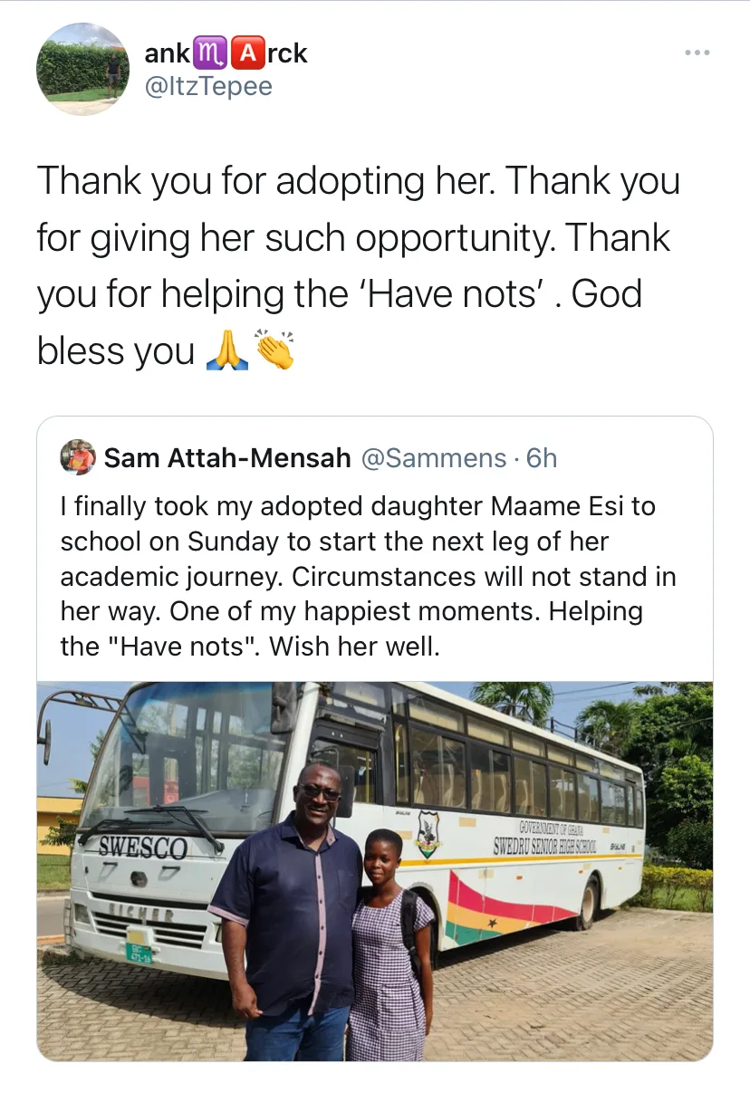 Ghanaians descend on Samuel Attah-Mensah after a photo of him and his adopted daughter surfaced on Twitter.