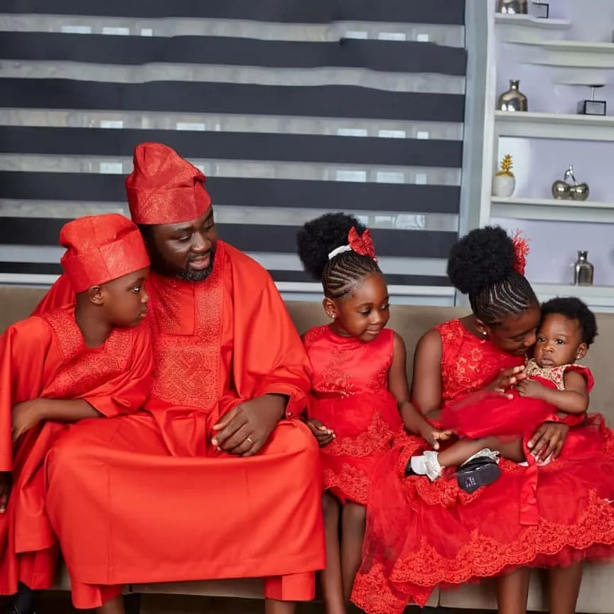 Mercy Johnson and her family are giving us enough reason to love the colour red in these family portraits