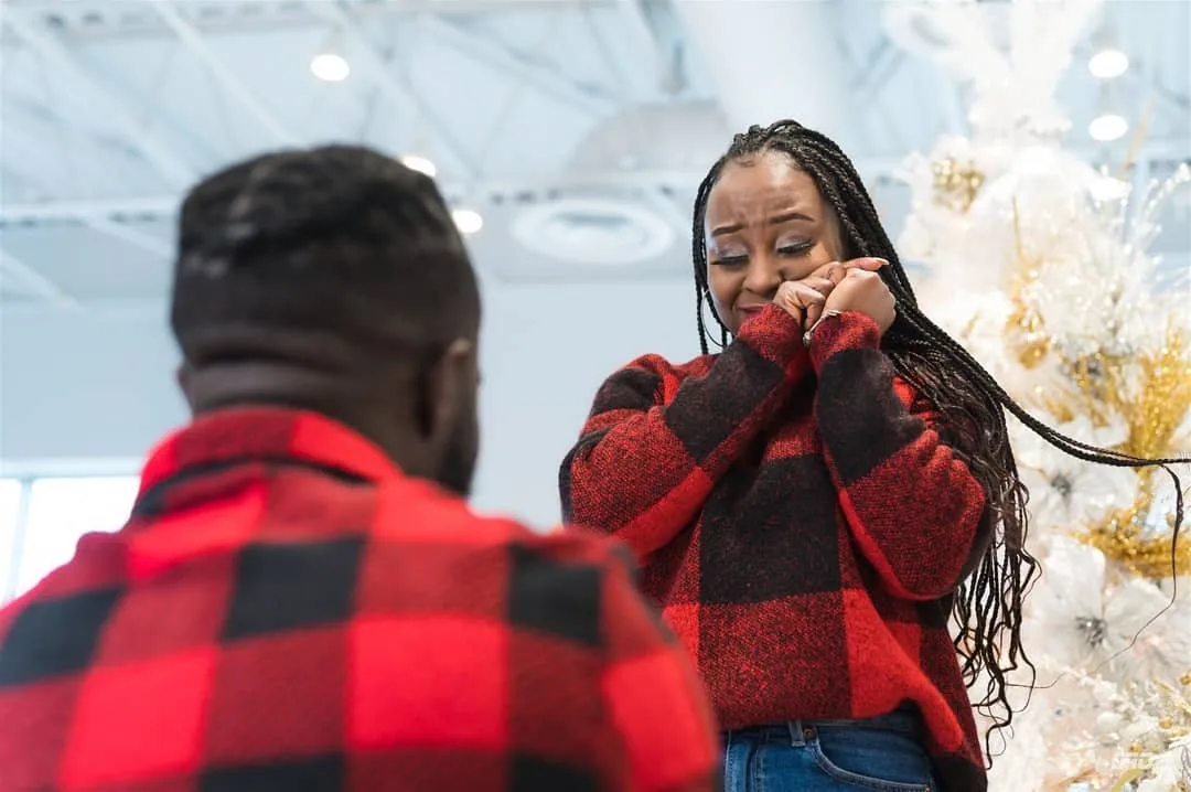#SheSaidYes: Micheal Egere asked Lolade to marry him at their planned Christmas photoshoot.