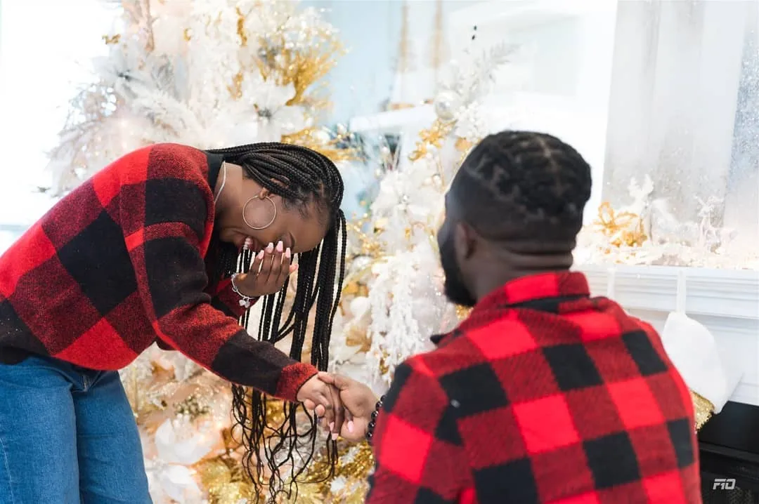 #SheSaidYes: Micheal Egere asked Lolade to marry him at their planned Christmas photoshoot.