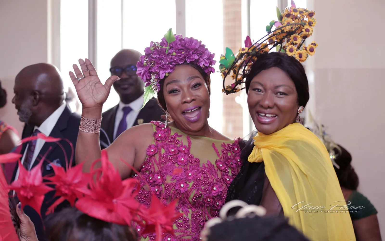 Fascinators, Suits, Luxury cars and stylish guests! Aku and Brian's wedding was a showdown in Ghana's Accra