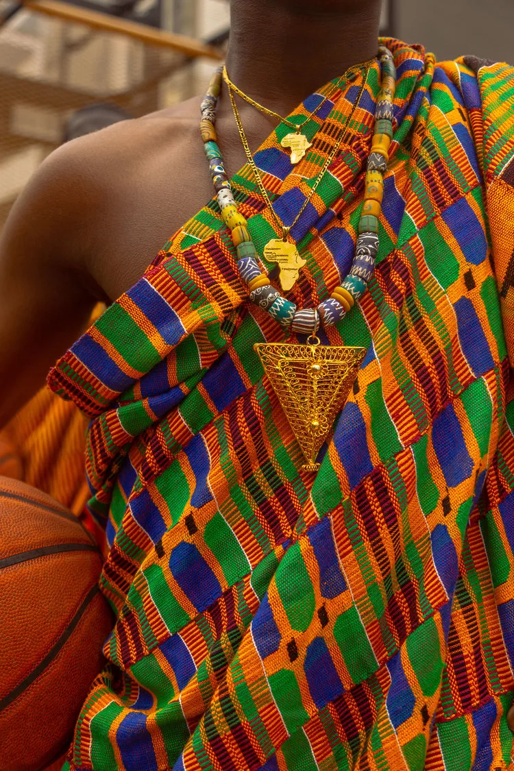 Visual artist, Josef Adamu eulogizes Ghanaian kente in his JUMP BALL series